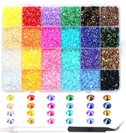 Strass 6000 pezzi - Pietre lucide rotonde - Kunsthars - 5 mm - Adesivi per unghie - Nail Art - 24 colori - Decorazione unghie