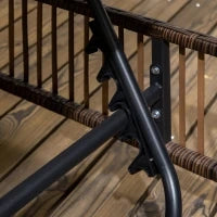 Set 2 Lettini Prendisole con Cuscini Imbottiti e Tavolino in Rattan PE, Marrone e Beige