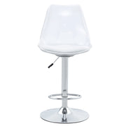 Set di 2 Sgabelli da Bar Regolabili; Girevoli a 360° con Schienale Trasparente; Metallo e Plastica; Argento e Trasparente