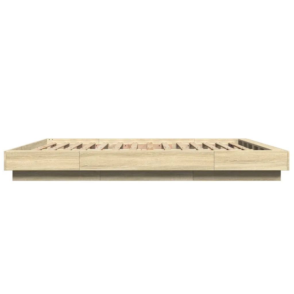 Giroletto Luci LED-Struttura Letto con LED Rovere Sonoma 160x200 cm Legno Multistrato 838206