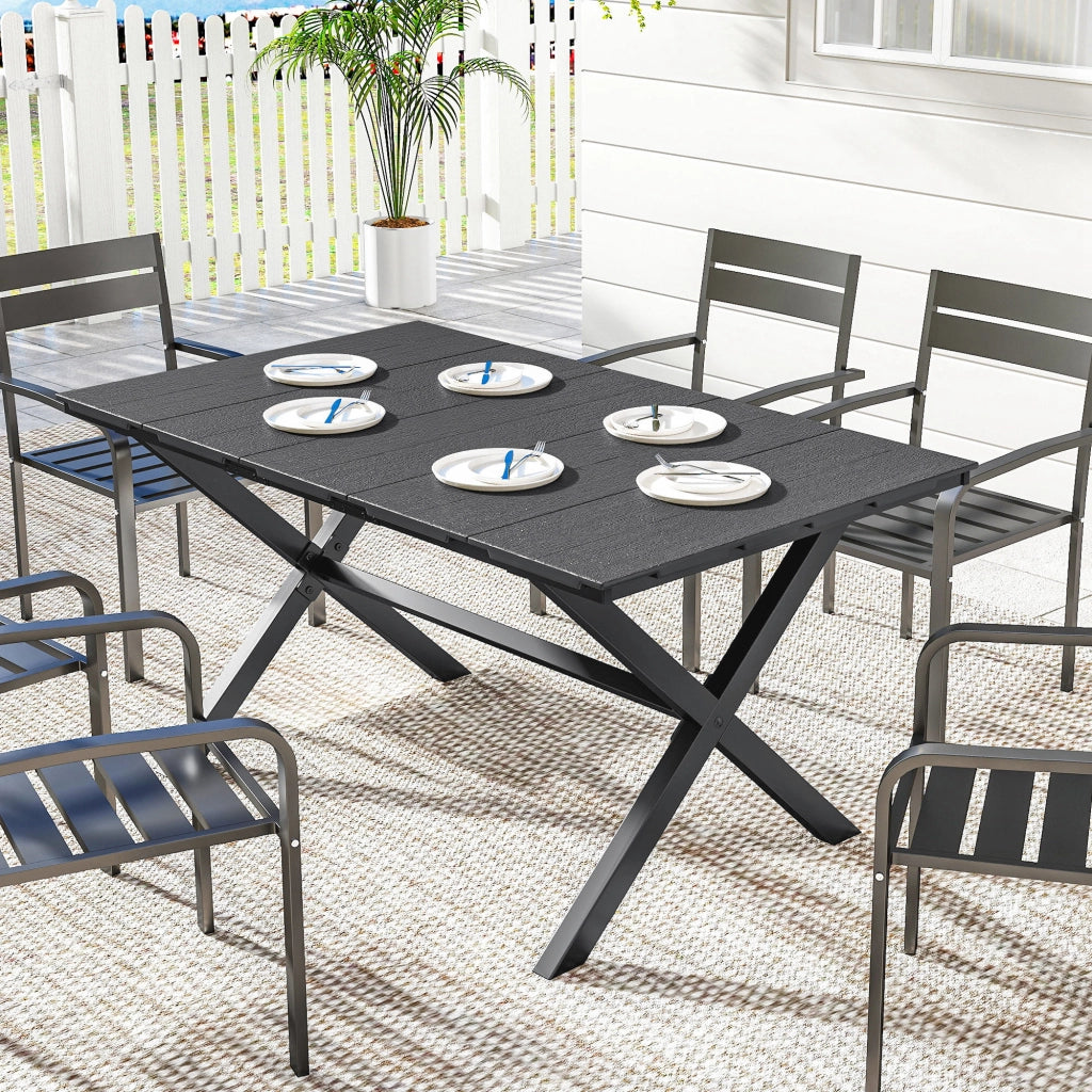 Tavolo da pranzo da giardino per 6 persone in legno e metallo ¨C zephmum ¨C Nero 150x90x74 cm
