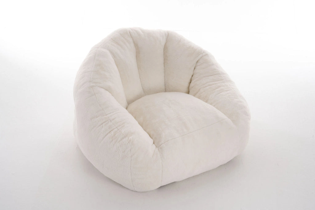 Sacco a sedia imbottito in pelliccia sintetica; bianco; 54x44x31 cm; in poliestere