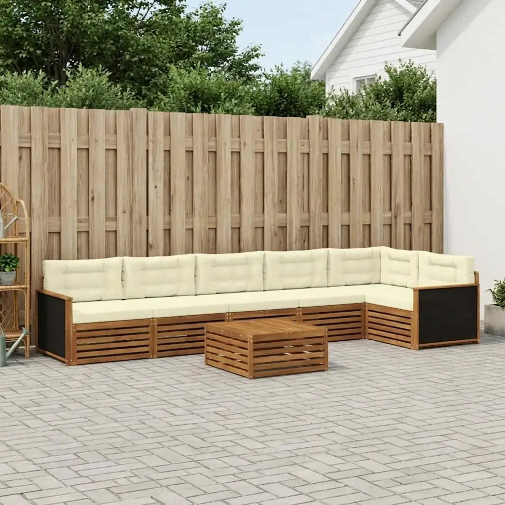 Set di divani da esterno 7 pcs Naturale e Crema 79 x 79 x 37 cm