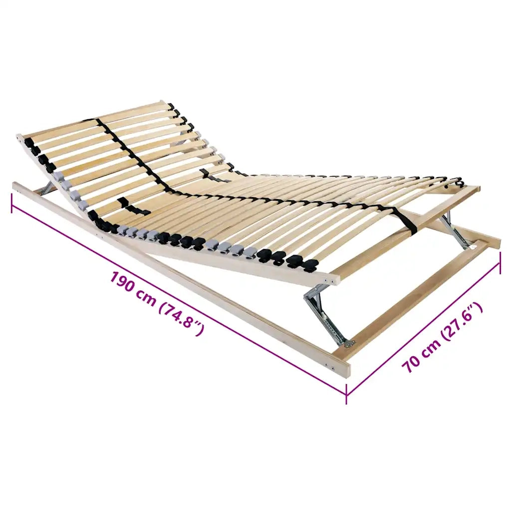 vidaXL Base a doghe Marrone 70 x 190 cm Legno massello di faggio