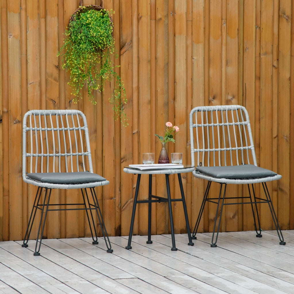 Set tavolo e sedie da giardino ¨C Minimal ¨C grigio, vetro, rattan PE, acciaio