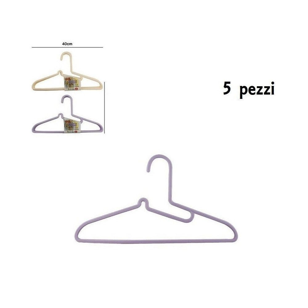 Trade Shop - Set 5 Pz Grucce Stampelle Appendiabito Plastica Vestiti Pantaloni Giacche -