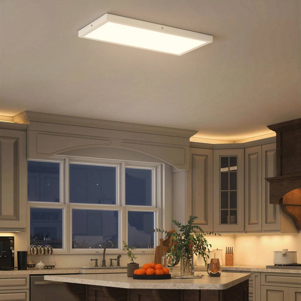 Set 2 Plafoniere LED Sottili e Minimal 60x30x3,7 cm con Colore Regolabile in Acciaio e Plastica Bianco