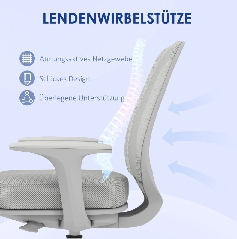 Sedia da ufficio ergonomica girevole grigia regolabile