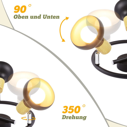 ZMH Faretto da soffitto E14 a 3 luci Lampada da soffitto vintage orientabile a 350° per soggiorno corridoio