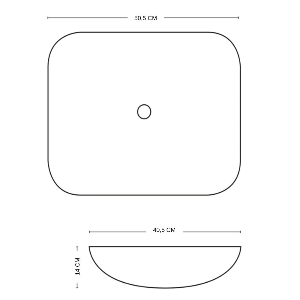 Lavabo da appoggio ceramica bianco rettangolare arredo bagno 50,5x40,5x14 cm *** finitura- lucido, confezione 1