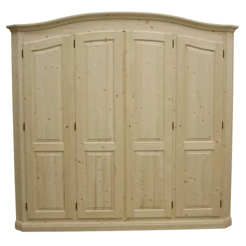 armadio classico 4 porte legno massello abete grezzo 231x63x219 (305) - Mobili 2G