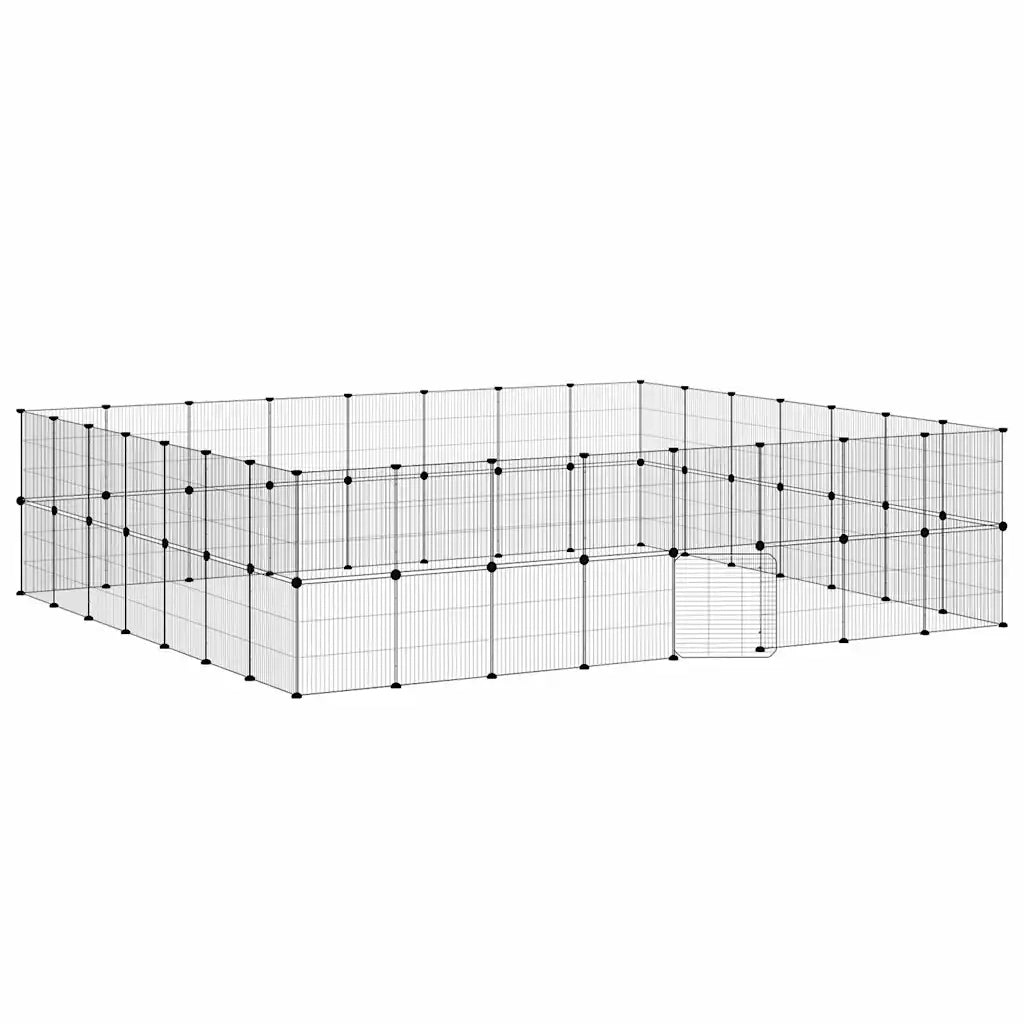 Gabbia per Animali 60 Pannelli con Porta Nera 35x35 cm Acciaio