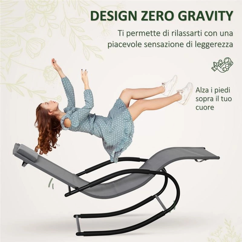 SDRAIO A DONDOLO ZERO GRAVITY ERGONOMICA IN METALLO E TEXTELINE 63 X160 X 88 CM
