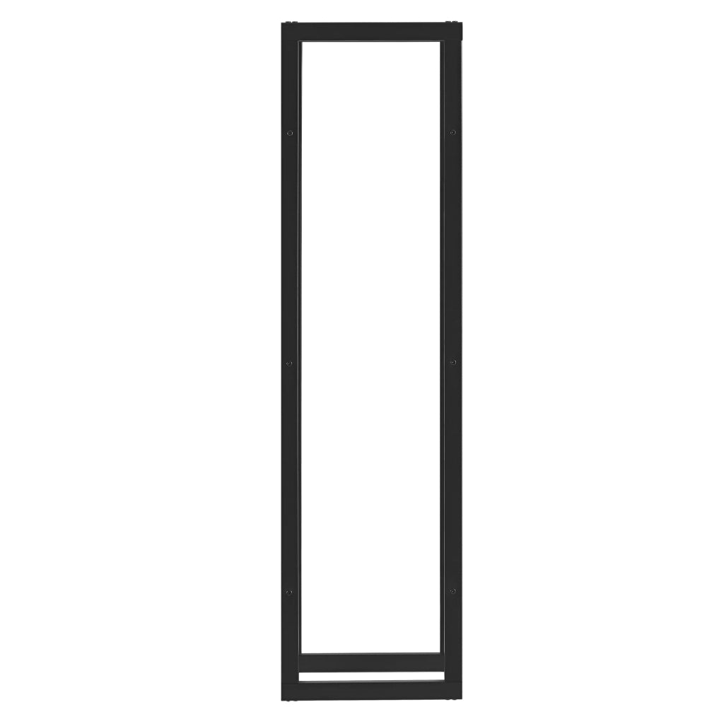Robusta rastrelliera porta legna solida porta legna da ardere stoccaggio efficiente per interni esterni in acciaio laccato 40 x 150 x 25 cm nero 03_0005959