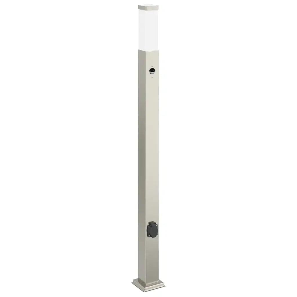 Lampada a paletto con sensore e presa 110 cm Acciaio Inox IP44 4006069