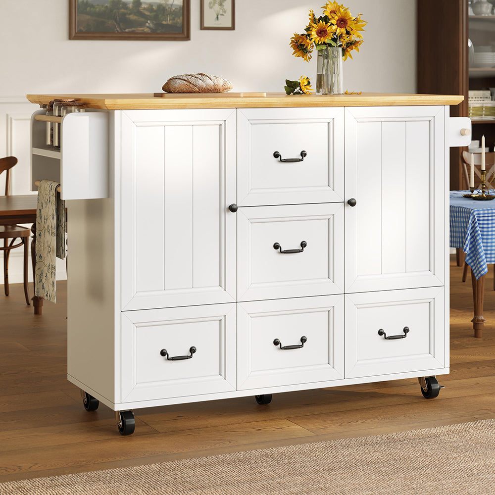 Isola cucina 5 cassetti - Xylo - 120x73x93cm ruote regolabile