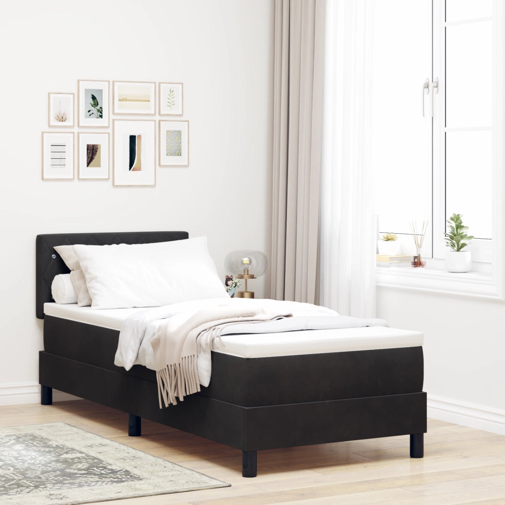 Letto a molle con materasso  Nero 80x200 cm Velluto