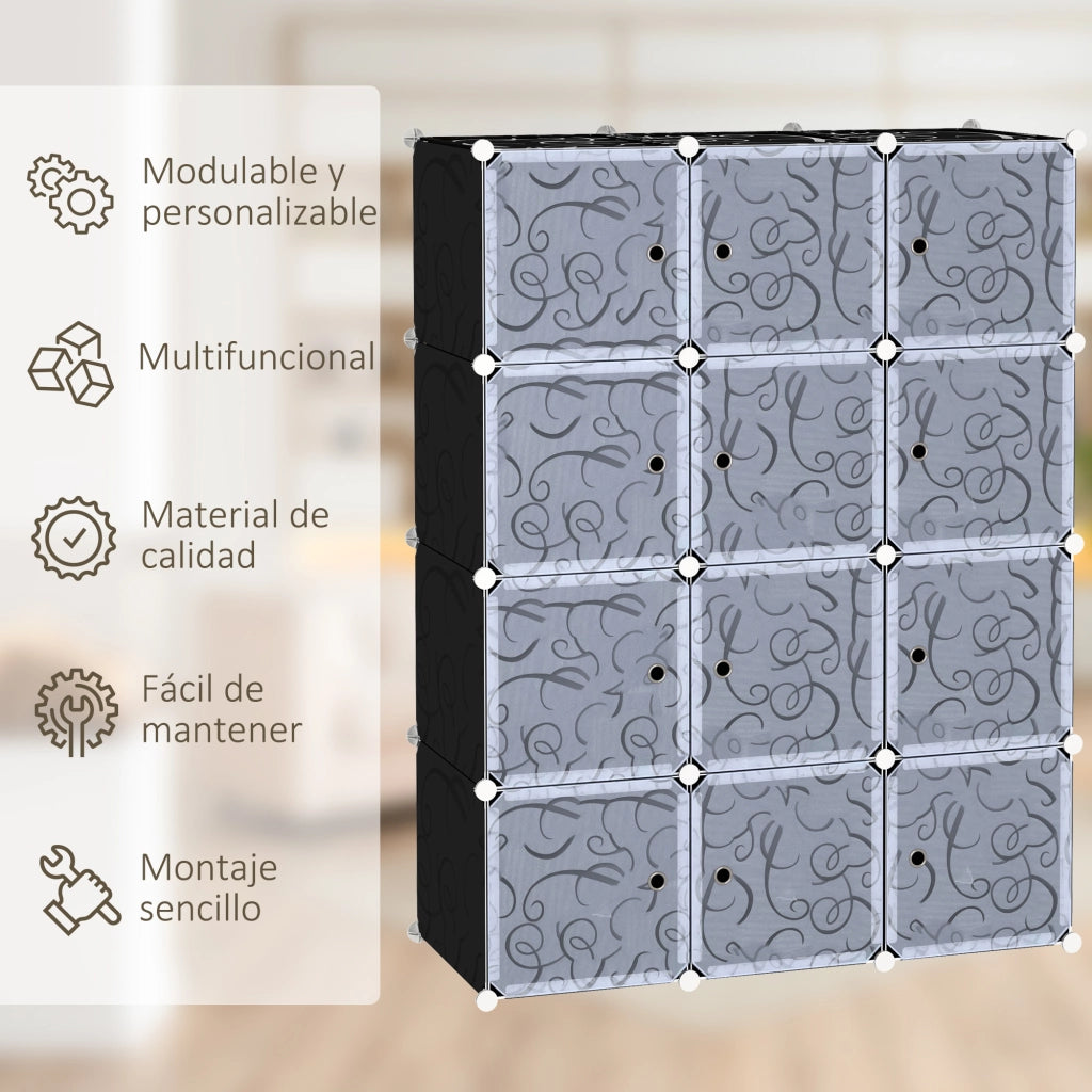 Armadio modulare 12 cubi con ante ¨C zephmum ¨C plastica bianca
