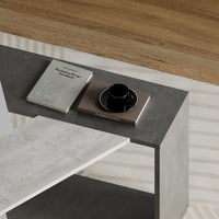 Tavolino da Soggiorno 100x98x52 cm in MDF Trio Cemento Bianco