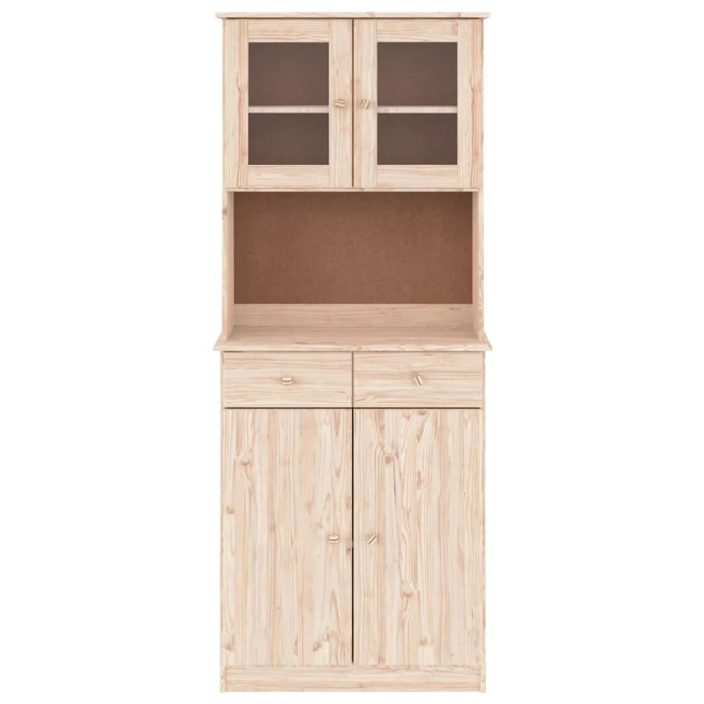 ALTA 77 x 35 x 188 cm Credenza cassettiera armadio mobile contenitore organizer in legno massello di pino marrone per cucina soggiorno salotto