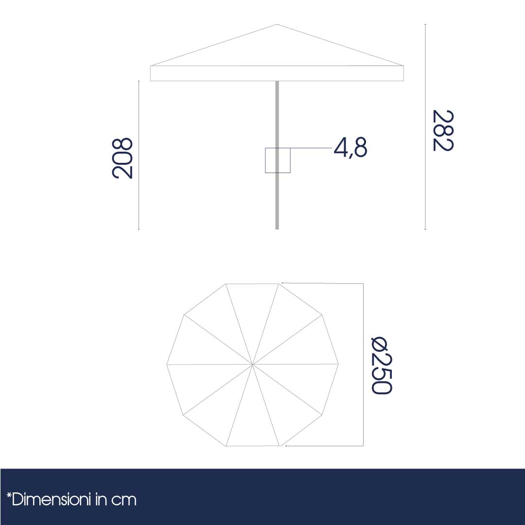 Ombrellone da Giardino Rotondo Ø2,5m Palo in Legno Ecrù