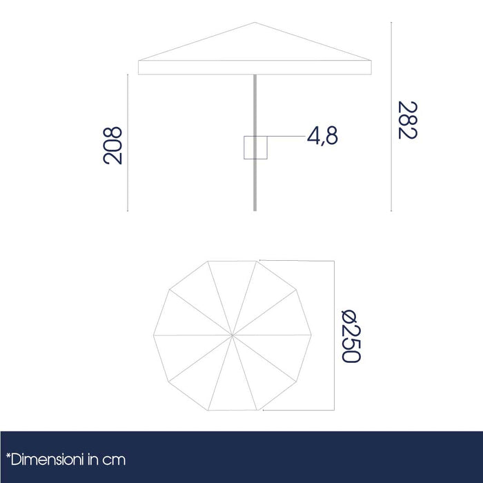Ombrellone da Giardino Rotondo Ø2,5m Palo in Legno Ecrù