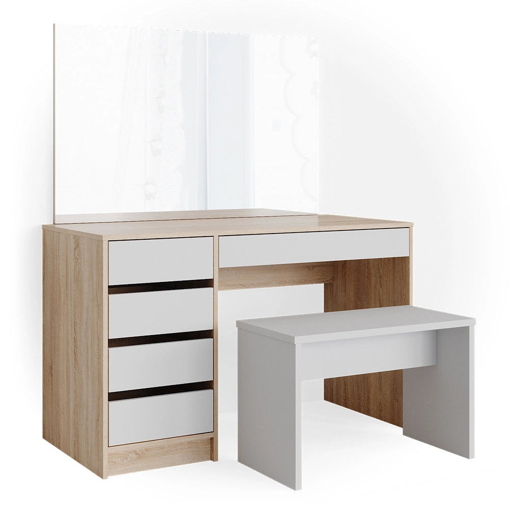 Vicco Tavolo da toeletta Bianco/Sonoma 120 cm con panca