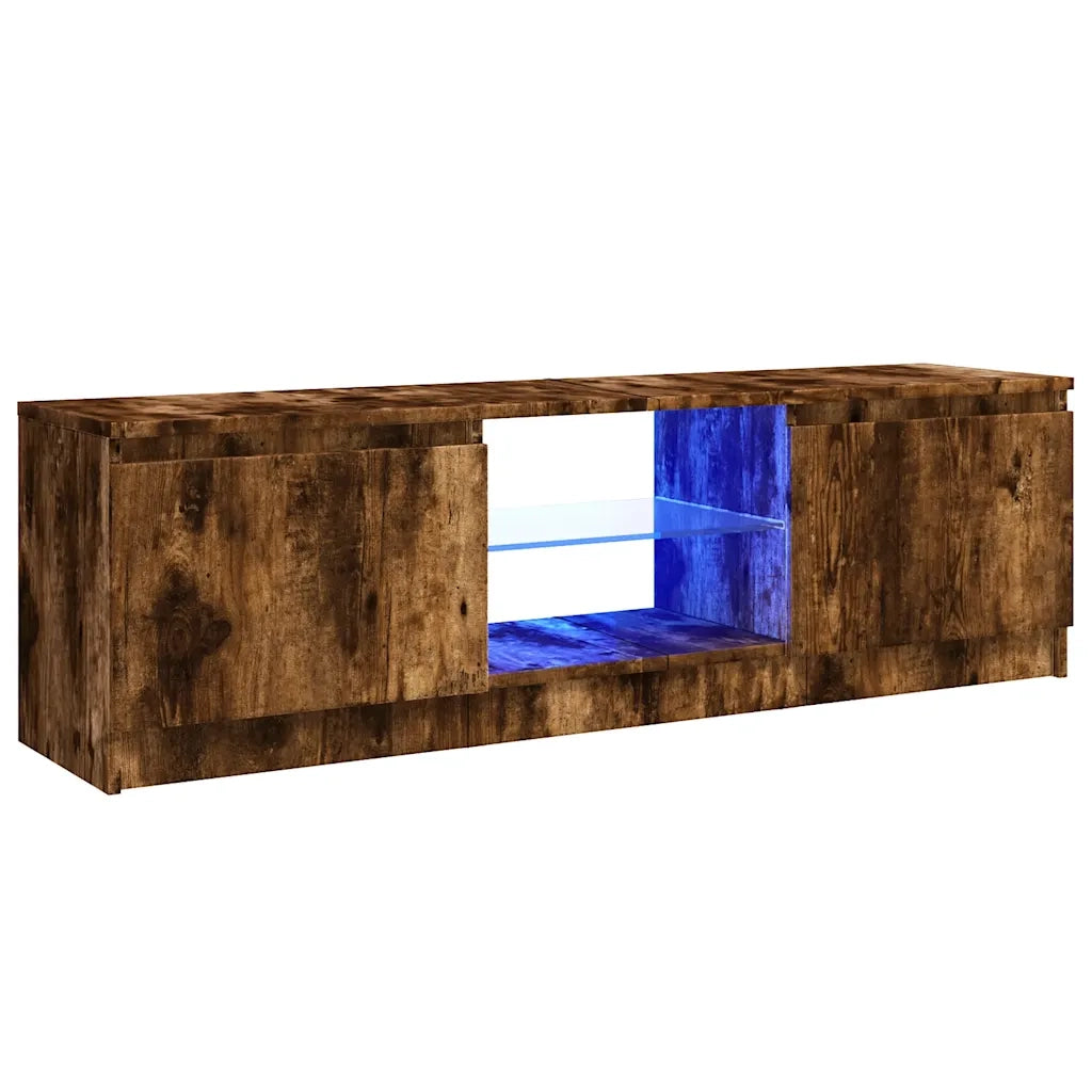 Mobile Porta TV con Luci LED Rovere Fumo 120x30x36 cm 815708