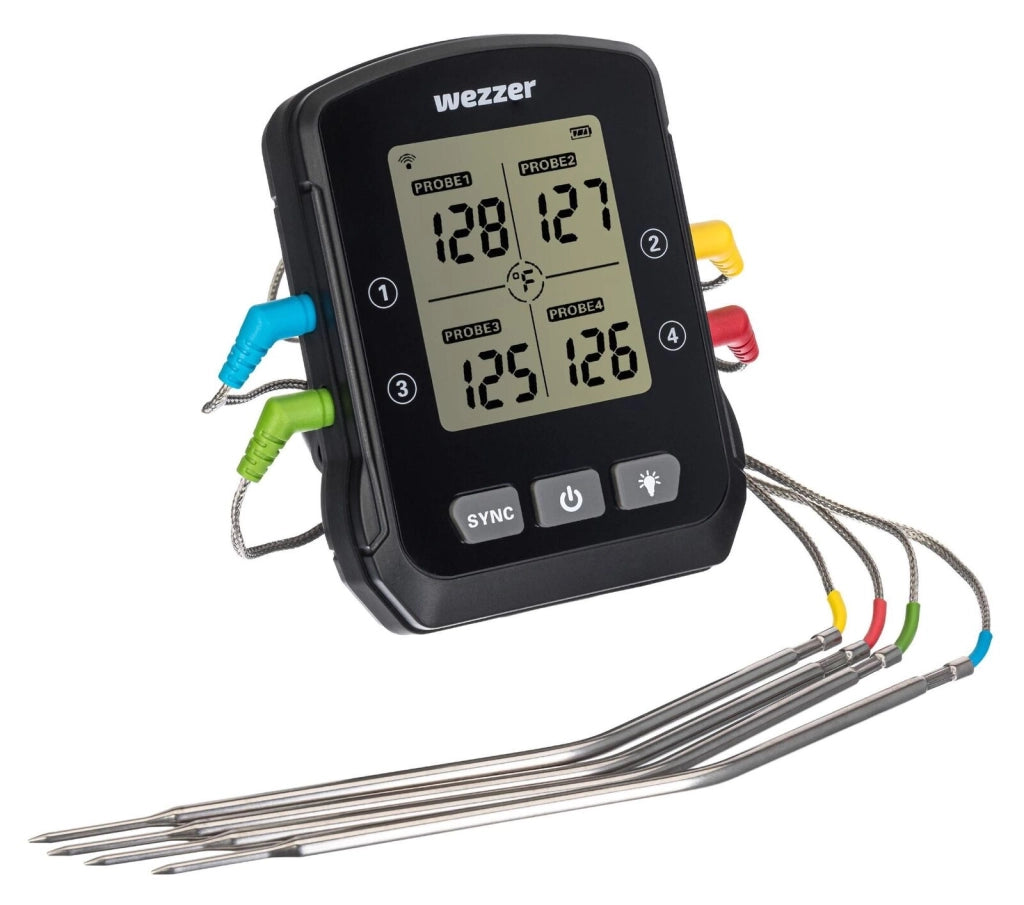 Levenhuk MT90 Wezzer Cook Termometro da Cucina Digitale con 4 Sonde 1 m e App Smart Life-Tuya Smart colore Nero