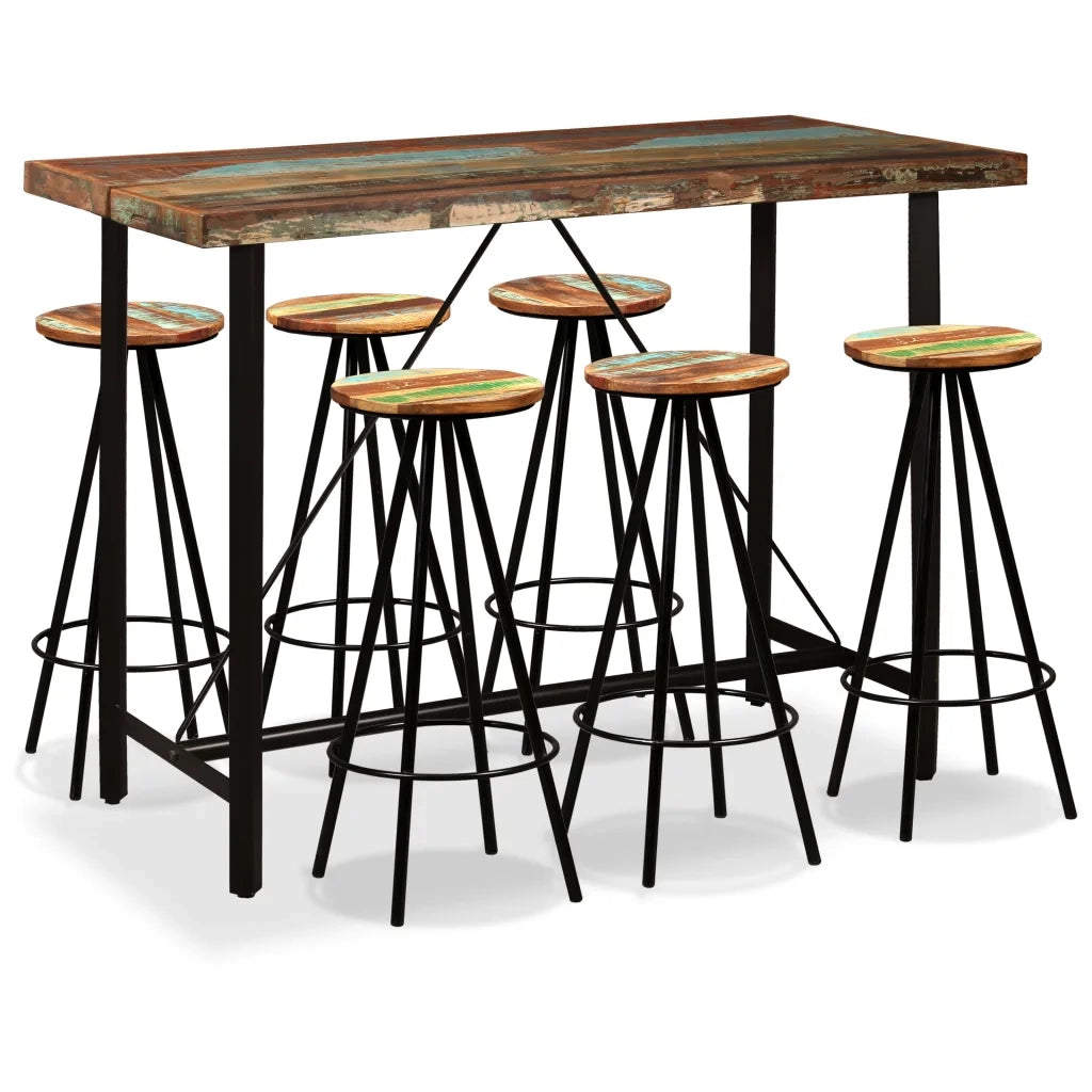 Set da Bar 7 pz in Legno Massello di Recupero cod mxl 23672