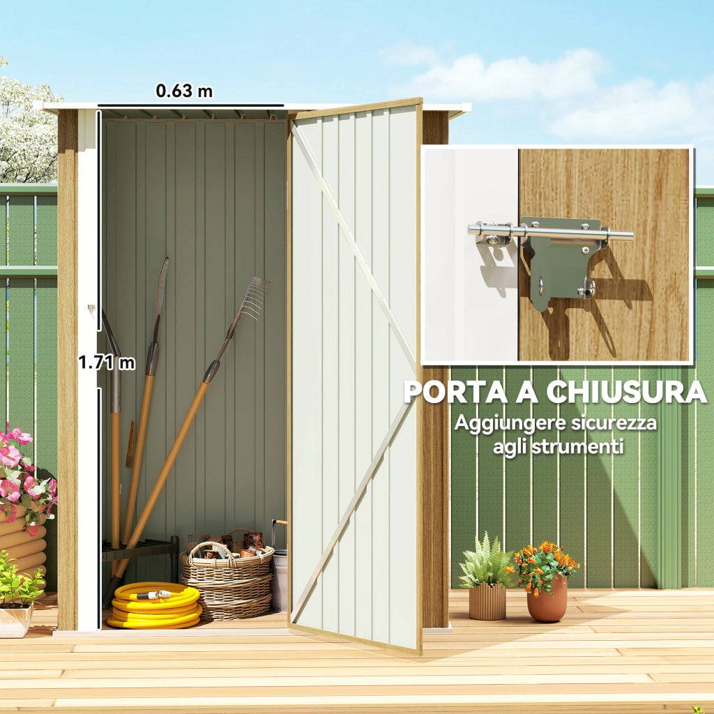 Capanno Porta Attrezzi in Metallo con Tetto Inclinato ¨C zephmum ¨C Legno 142x86x189 cm