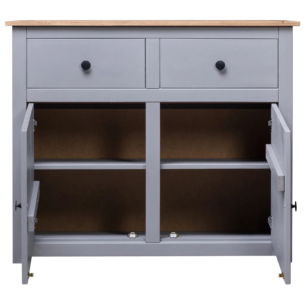 Credenza | Madia | Buffet da pranzo | Armadio da pranzo Grigia 93x40x80 cm in Legno Massello di Pino Panama