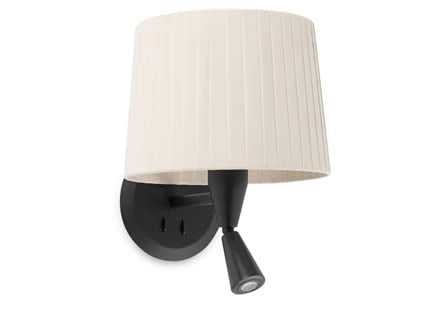 Faro Barcelona 64309-35 - SAMBA Lampada da parete con lettore nera/bordata beige