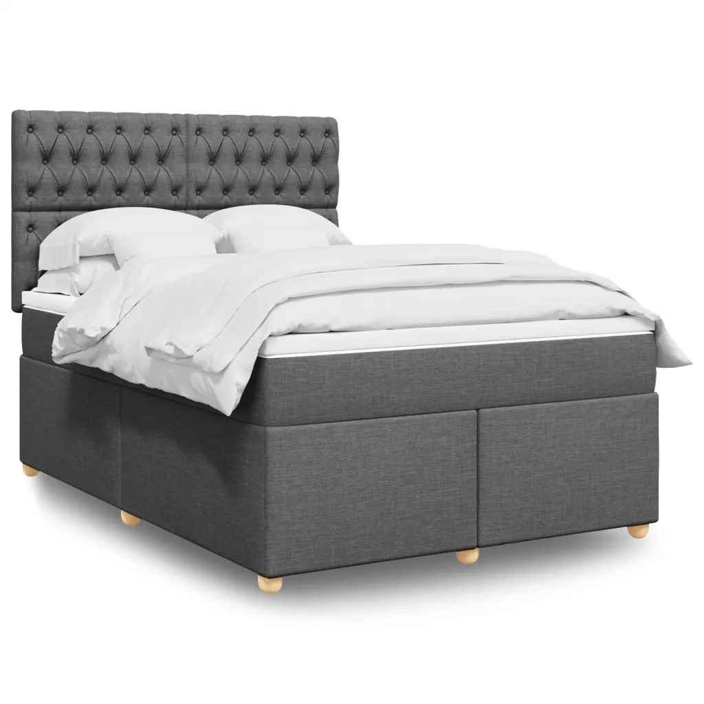 vidaXL Giroletto a Molle con Materasso Grigio Scuro 140x190 cm Tessuto