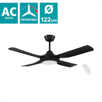 Ventilatore Bondi 1 Abs Nero Opaco E Acrilico Bianco Led 20W Cct