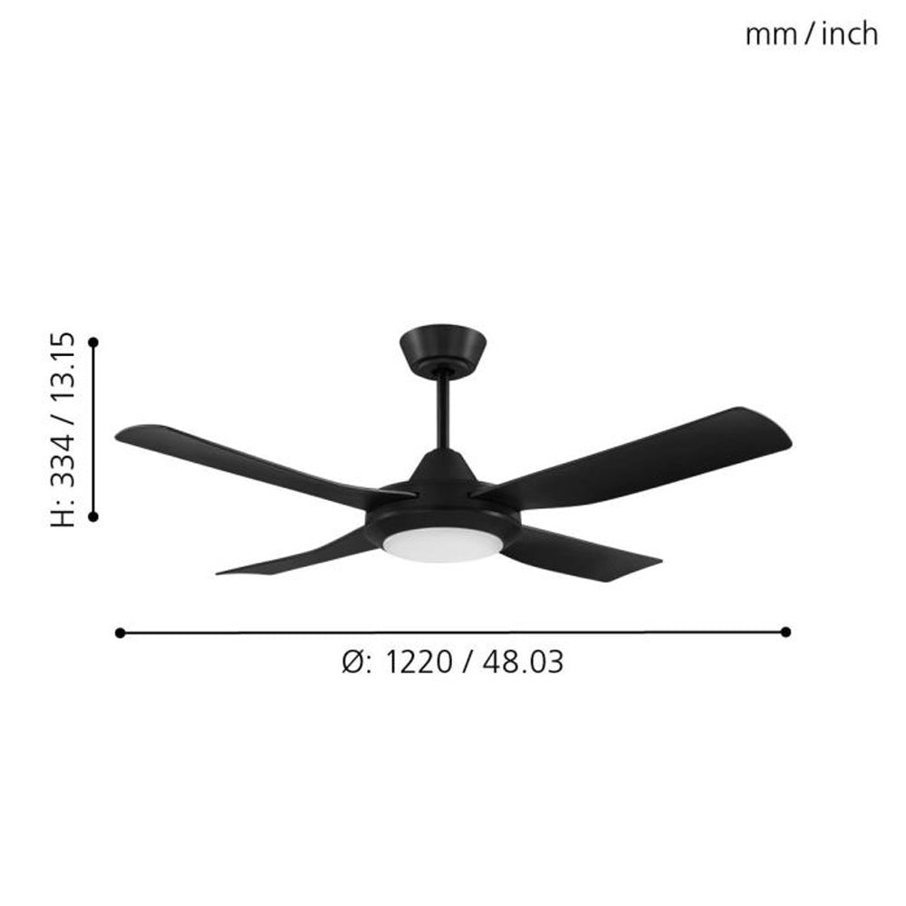 Ventilatore Bondi 1 Abs Nero Opaco E Acrilico Bianco Led 20W Cct