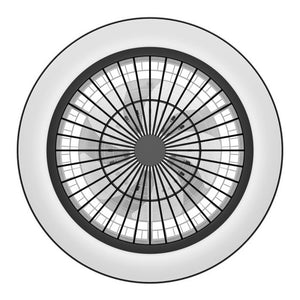 Plafoniere Ventilatore Sazan Acciaio E Abs Bianco-Nero Diff Acrilico Bianco