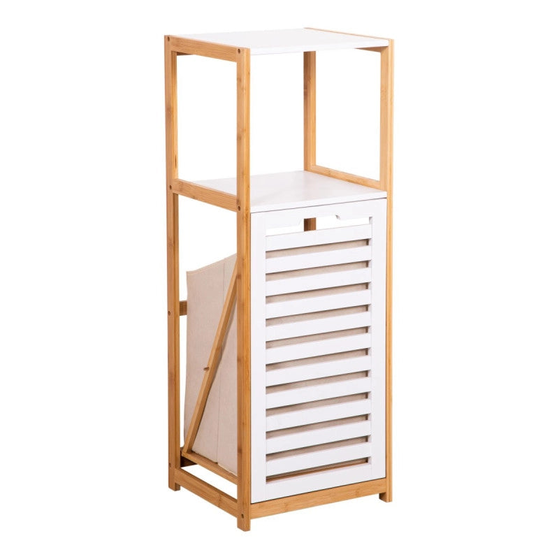 Mobiletto Multiuso 1 Ripiano 1 Cesto 36x33x98 Naturale/bianco Adelaide