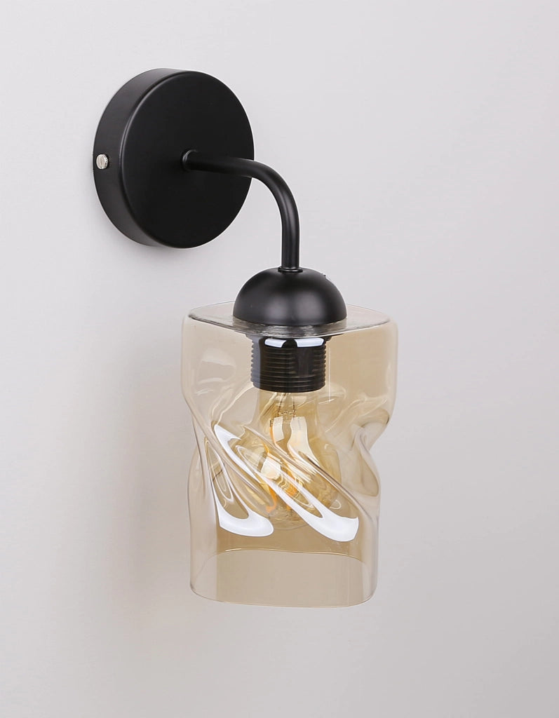 Applique Candellux Felis nero ambra vetro E27 60W 27cm