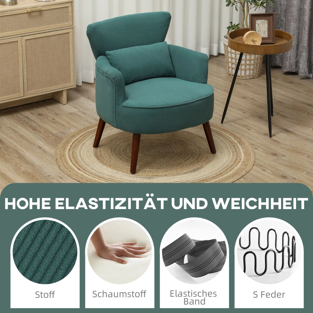 POLTRONA con braccioli curvi 69,5x69x78 cm Verde scuro