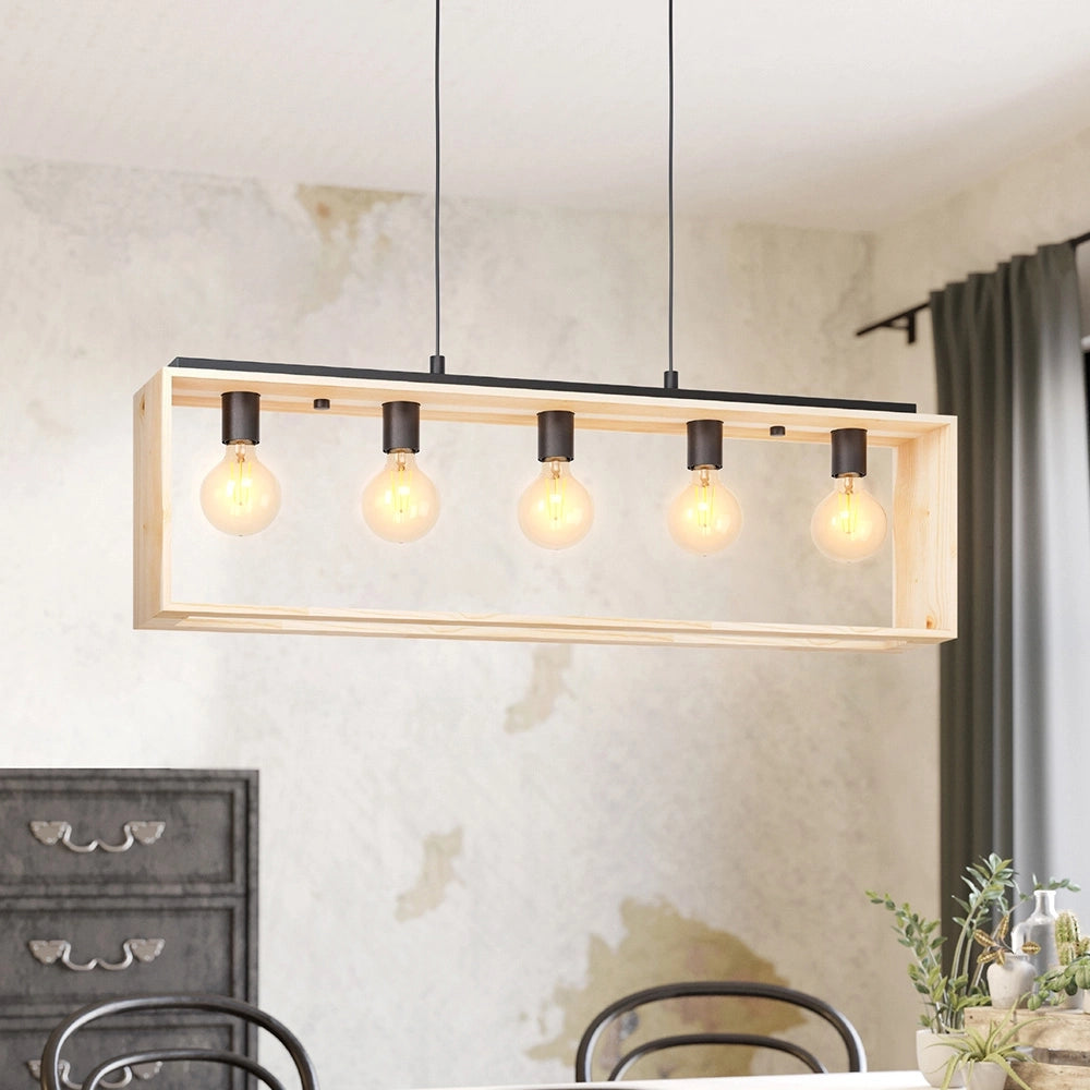 Lampadario Industrial Famborough 5 Luci Metallo Nero