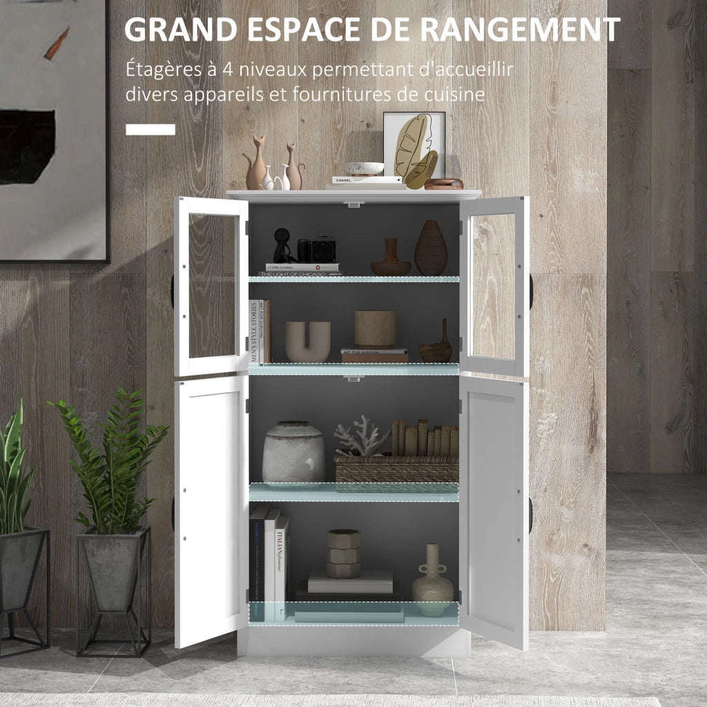 Armadio cucina con ante in vetro e ripiani ¨C zephmum ¨C bianco 80x40x180