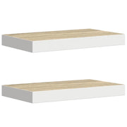 2 pz Scaffali a Parete | Ripiano a parete | Mensole a Parete Rovere e Bianco 40x23x3,8 cm in MDF
