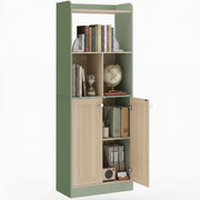 Libreria 5 ripiani con 2 ante ¨C Xylo ¨C Legno naturale e verde 60x30x161cm