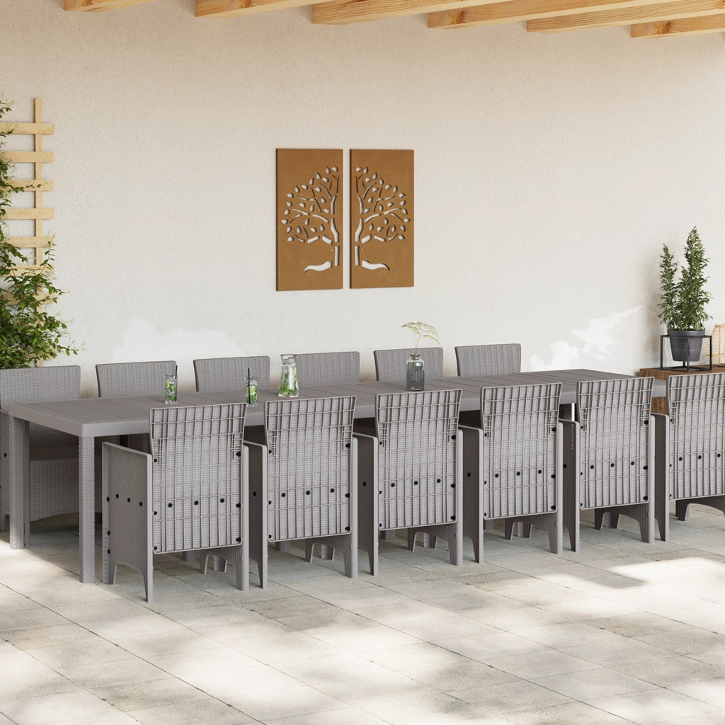 Set pranzo giardino  13 pezzi grigio chiaro polyrattan