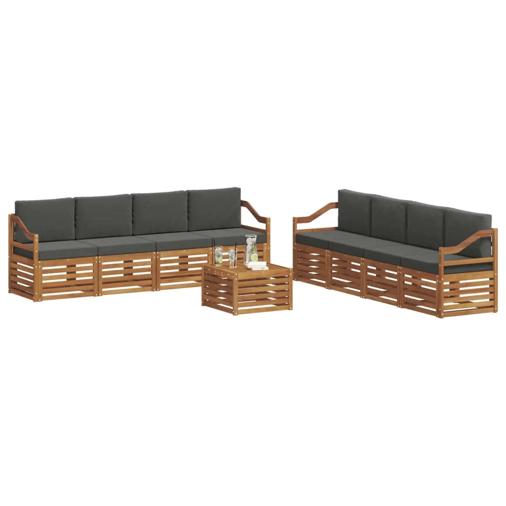 Set divani 9 pcs Naturale e Antracite Legno di Acacia Massello 3374587