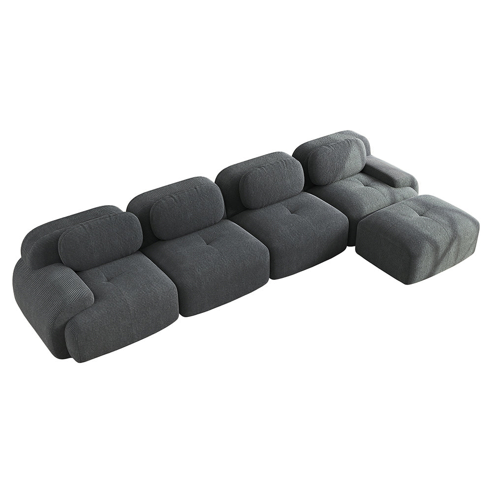 Divano angolare 4 posti - Xylo - Con chaise longue, braccioli XL, 32D, modulabile, grigio