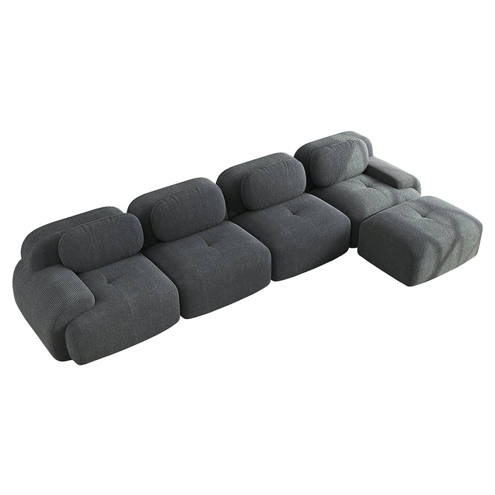 Divano angolare 4 posti - Xylo - Con chaise longue, braccioli XL, 32D, modulabile, grigio
