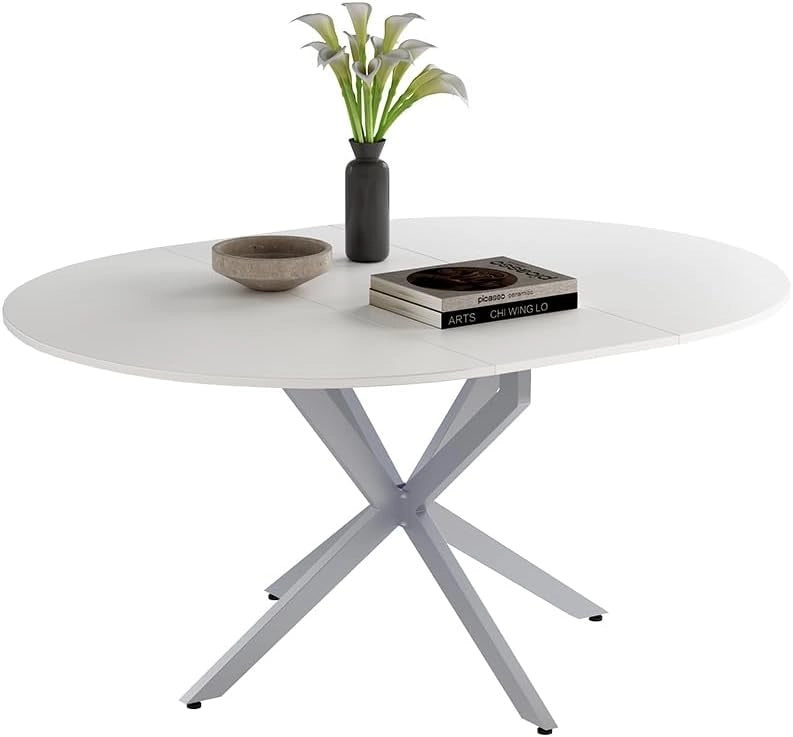 tavolo da pranzo allungabile Loyd, Bianco/Grigio, 120 x 76.5 cm Estensibile