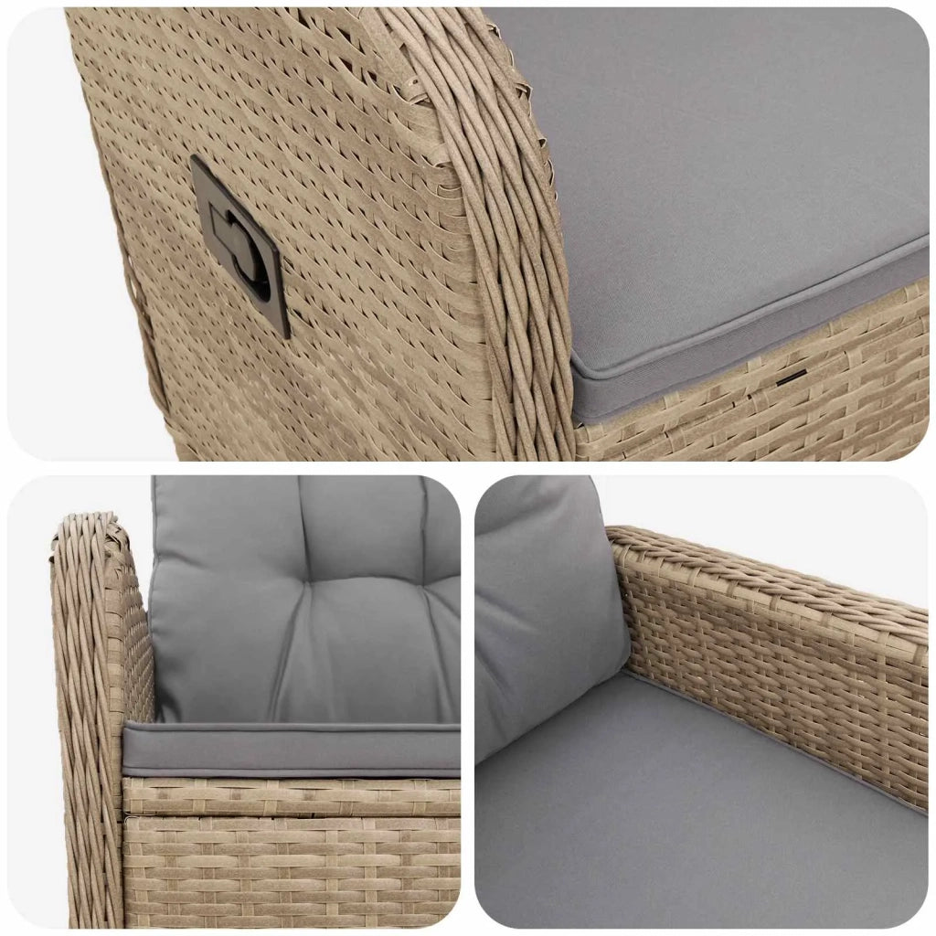 Sedia da Giardino | Sedie da Esterno reclinabile Beige e Grigio Chiaro